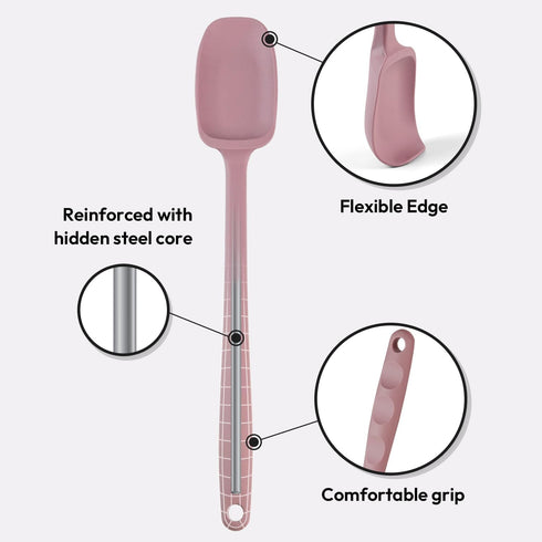 Carrotez Silicone Spoon Spatula, 9.4 Inch Heat Resistant Cooking Spoon, Non Stick Spatula for Stir Fry