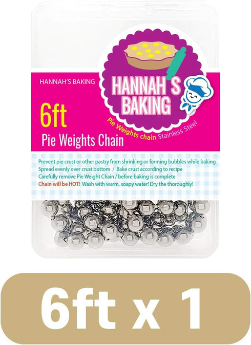 Stainless Steel Chain Pie Weights for Baking Supplies | Reusable, Easy to Clean, Oven Safe (6 feet)