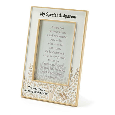 Dicksons My Special Godparent Picture Frame - 4 x 6 Resin Stone with Birds Perched in Tree