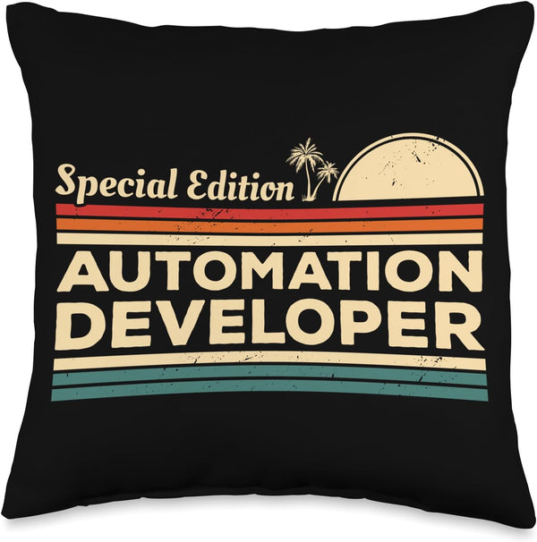 Vintage Automation Developer Throw Pillow, 16x16, Multicolor