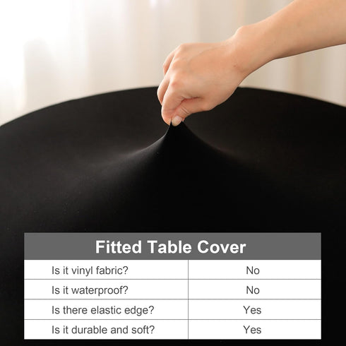 60 Inch eeivs Black Round Fitted Tablecloth Spandex Stretchable End Table Cover with Elastic Edge Cloth Table Topper