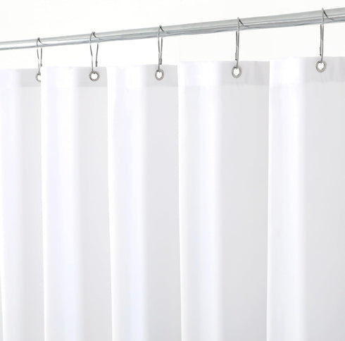 Biscaynebay Hotel Quality Fabric Shower Curtain Liners, 72" X 72", White Water Resistant with Rust Resistant Grommets