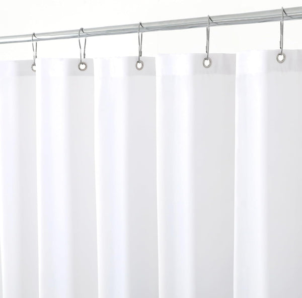 Biscaynebay Hotel Quality Fabric Shower Curtain Liners, 72" X 72", White Water Resistant with Rust Resistant Grommets