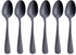 GoGeiLi Stainless Steel Matte Black Dessert Spoon Set, 6.8-inch Teaspoon Coffee Spoon, Service for 6, Dishwasher Safe