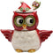 Owl Sugar and Creamer, 5 3/4 X 2 7/8 X 5 3/8"H, Red, White, Black, Green