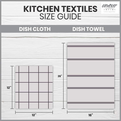 AMOUR INFINI Cotton Kitchen Dish Cloths Set of 8, Highly Absorbent, Super Soft Premium Terry Cleaning Cloth (12"x12"