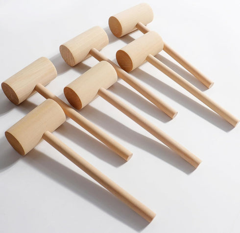 6Pack Hammers Hammer Large Wooden Mallet Seafood for Cracking Crab Lobster Shellfish, Wooden for Breakable Chocolate