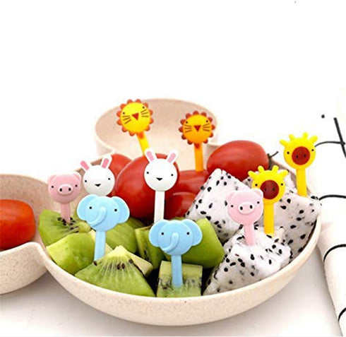 Yangcan0507 50 Pcs Food Fruit Fork Picks for Kids, Cute Animals Bento Box Decor Forks for Cake Dessert Party
