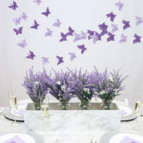 BEISHIDA 5Pcs Purple Lavender Butterfly Paper Garland, Hanging Decorative Banner for Halloween Home Decor, Birthday