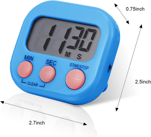 Weewooday 4 Pcs Magnetic Digital Timers - Multi Function Electronic Kitchen Timer with Loud Alarm for Cooking and Study