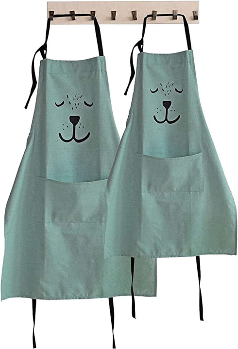 YOLOPARK Lovely Parent and Child Apron, Comfortable Simple Apron with Pocket for Cooking, Pack of 2