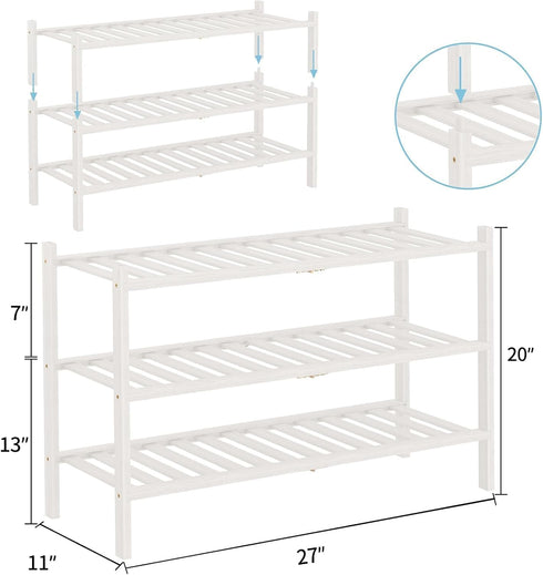 2 Closet RONGJlA Tier Bamboo Shoe Rack for Free Standing Wood Shoe Shelf Storage Organizer for Entryway Small Space