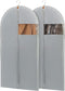 43" Garment Bags for Hanging Clothes, Grey Suit Cover Bags with Clear Window for Closet Storage (2 Packs)
