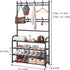 8 Closet 4 Shoe Rack Shoe Storage Shelf Freestanding with Hooks for Entryway Bedroom Tier, Black