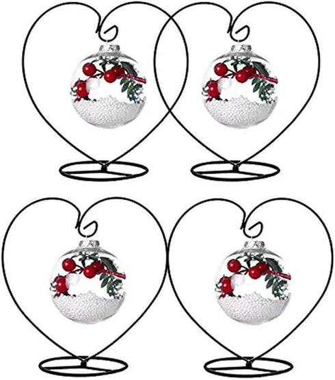 Archi Heart-Shaped Ornament Display Stand, 4 Pack Iron Pothook for Hanging Glass Terrarium (Heart)