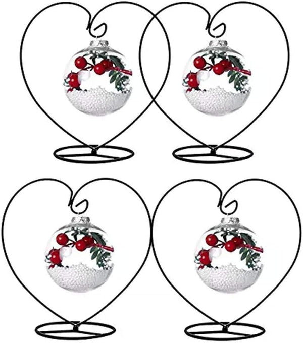 Archi Heart-Shaped Ornament Display Stand, 4 Pack Iron Pothook for Hanging Glass Terrarium (Heart)