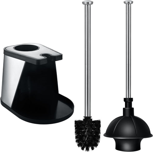 ToiletTree Products Modern Deluxe Freestanding Toilet Brush and Plunger Combo (Black -