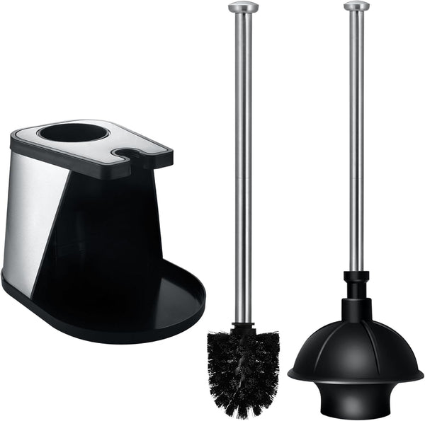 ToiletTree Products Modern Deluxe Freestanding Toilet Brush and Plunger Combo (Black -