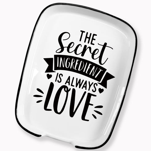 Ceramic Spoon Rest, The Secret Ingredient is Always Love, Functional Kitchenware for Countertop or Stove Top