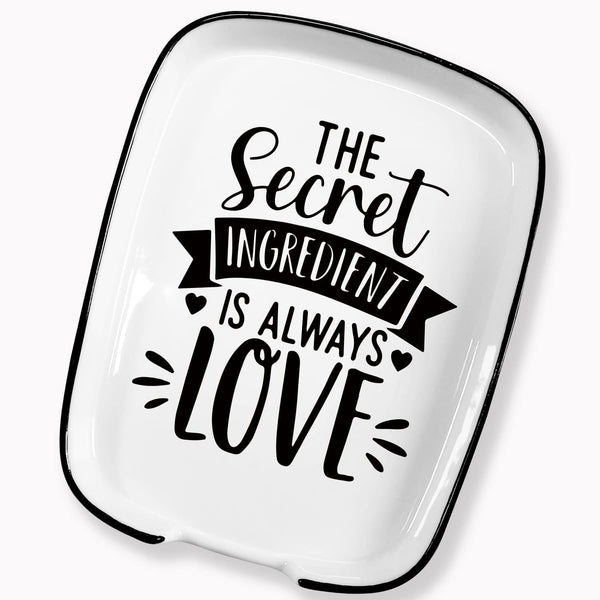 Ceramic Spoon Rest, The Secret Ingredient is Always Love, Functional Kitchenware for Countertop or Stove Top