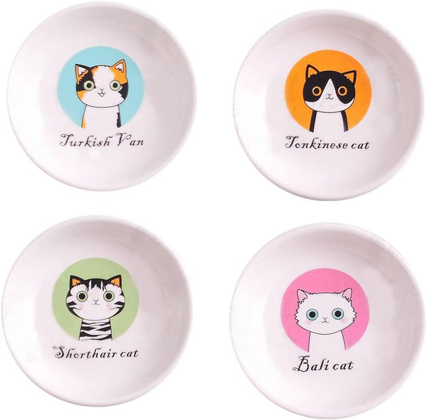 4pcs Ceramics Cat Dinner Plate, Seasoning Dishes, Sushi Dipping Bowl, Home Decoration