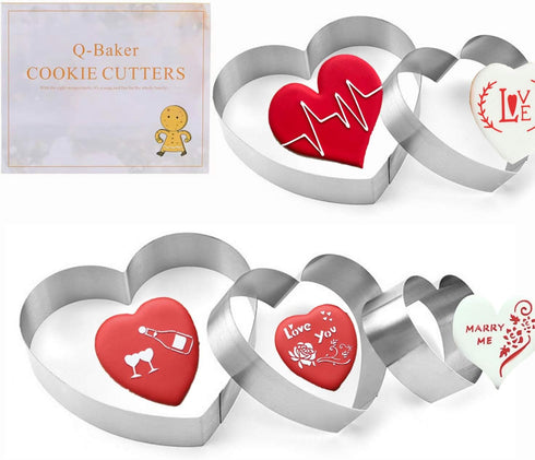 5 Pieces Heart Cookie Cutter - 3.95", 3.35", 2.75", 2.36", 1.37" Valentine s Day Cookie Cutters for Baking and