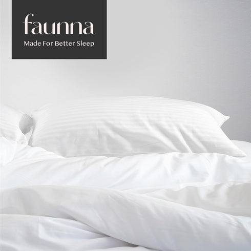 FAUNNA 600TC 100% Cotton Pillow Protectors - Queen Size (20x30), 4 Pack, Oeko-TEX Certified, White
