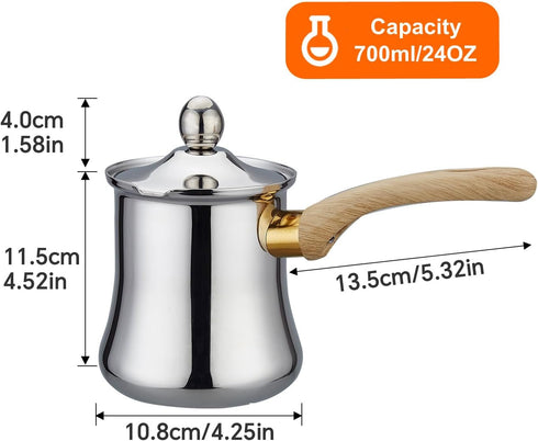 Set, 720ml(24oz),Coffee SANQIAHOME Quality Turkish Coffee Pot Maker, Chai Pot, Arabic,Briki Greek Coffee Pot, Coffee