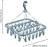 Clothes Drying Hanger with 32 Clips, Drip Foldable Hanging Rack (Light Blue)