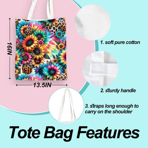 Henhesaha Bee Dragonfly Sunflower Gifts Canvas Tote Bag for Women Girl Christmas Birthday Cute Beach Reusable Grocery