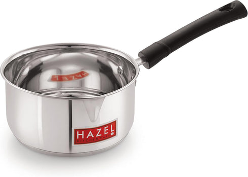 HAZEL Stainless Steel Saucepan with Handle, Induction Cooktop, 1.3 Quarts, Easy to Clean, Ideal for Tea Milk