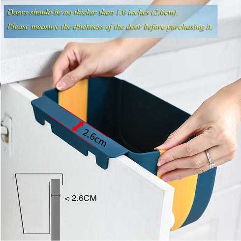 Hanging Mini Trash Can for Kitchen Cabinet Door, Small Collapsible Waste Bin Under Sink, Wall Mounted (3L)(White)