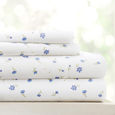 Linen Market Double-Brushed Microfiber Twin Sheet Set, 3 Piece, Oeko-TEX Certified, Soft Floral Light Blue