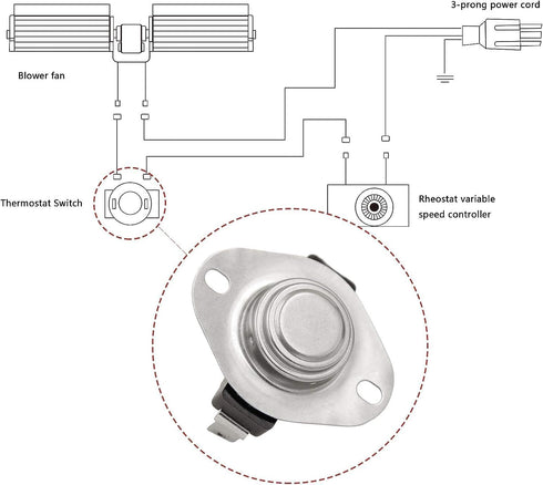 Thermostat Switch for Fireplace Blower Fan, Temp Sensor for Wood Stove, Snap Disc Thermal Control (120°F ON, 105°F Off)