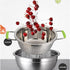 Stainless Steel Deep Colander, 2.5 Quart Micro-perforated Food Strainer with Green Silicone Handles for Draining Pasta