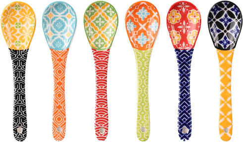 Ceramic Coffee Spoons Set of 6, Colorful Teaspoons for Espresso, Dessert, Tea, Dishwasher & Microwave Safe