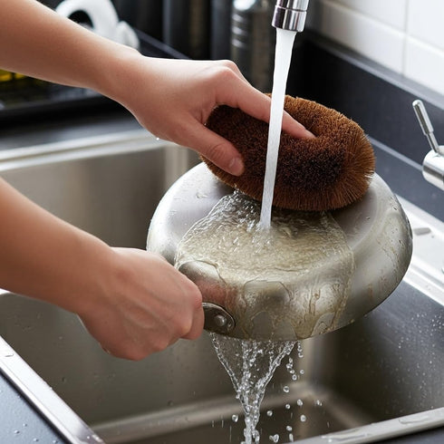 Pack 6 100% of Tawashi Natural Coconut Coir Fiber Brush, Vegetable Scrub Brush, Ideal for Fruit Scrub, Kitchen Cleaning