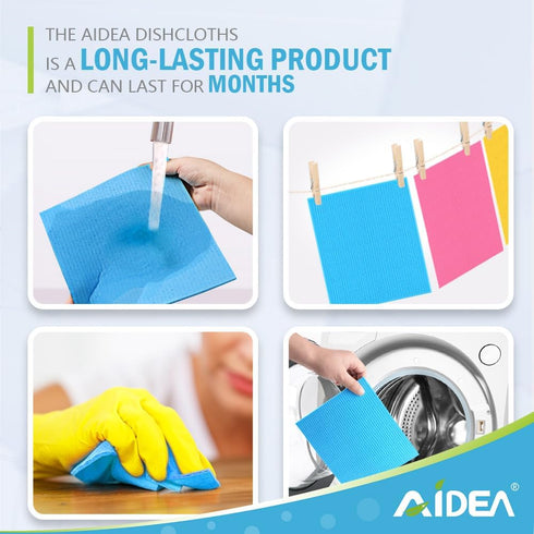 AIDEA Swedish Dish Cloth, 10PK, Reusable Paper Towels Washable, Absorbent Dish Rags, Kitchen Sponge Cloths, 7"x6"