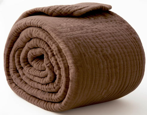 KyraHome 100% 90x90 Cotton Throw Blankets, Queen, Organic Cotton Muslin Blanket, Plant Dyed, Breathable Lightweight
