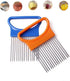 2Pcs Stainless Steel Onion Holder Slicer Cutter Tool for Kitchen Worker - Tomato, Lemon, Potato Vegetable Slicing