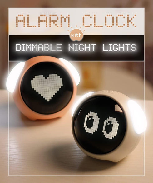 Kids Alarm Clock, Dual Alarm Setting, Adjustable Brightness Night Light, Toy and Gift for Children