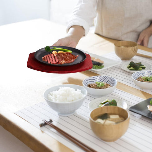 Steak Plate Griddle Pan - 8 Inch Non Stick Stove Top Grilling Pan for Steak, Bacon, Veggies, Fish, Cast Iron Set