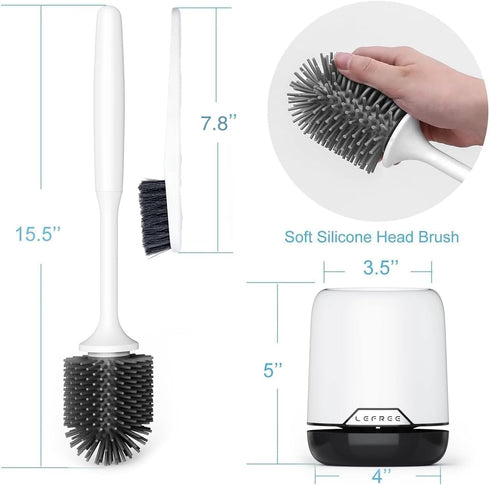 2 Pack Set Lefree Silicone Toilet Brush,Rubber Toilet Bowl Brush and Holder with Ventilated Holder, Toilet Cleaner
