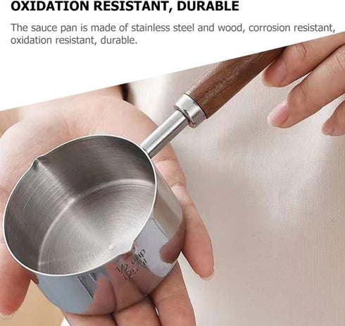 250ML Stainless Steel Sauce Pan with Double Spout for Home Kitchen Cooking