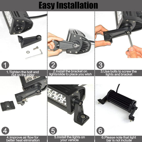 LED Light Bar Side Mounting Bracket Base Mounting Universal Bracket Kit for 7 to 52 inch Light Bar (2PCS)