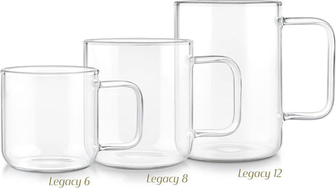 Teabloom Set of Two Premium Borosilicate Glass Cups - 8 Ounces (240 ml) - Stain-free and Microwave Safe