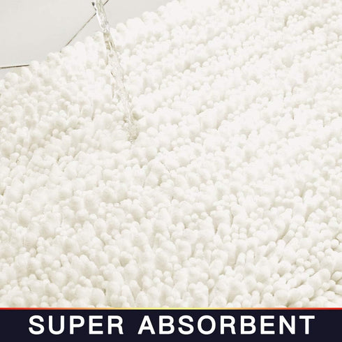 Walensee Bathroom Rug, Non Slip Bath Mat (24x17 Inch Ivory), Water Absorbent Super Soft Chenille for Shower Floor