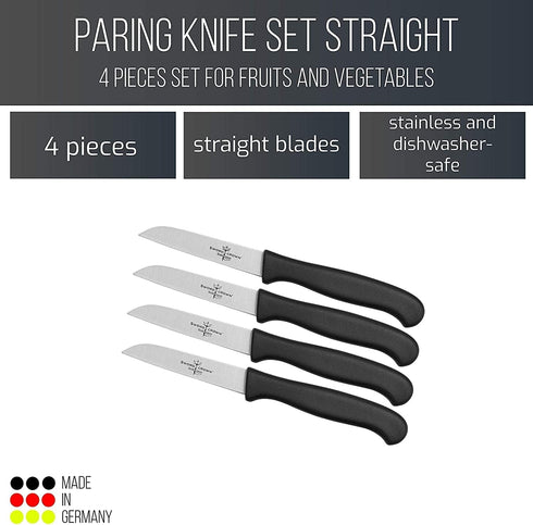 Sword & Crown Professional Paring Knife Set of 4, Easy to Grip, Super Sharp, Rust Free, Dishwasher Safe