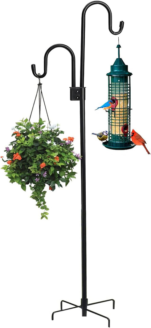 Shephard Hooks Outdoor 76 Inches for Lanterns Double Hooks Heavy Duty Shepherd