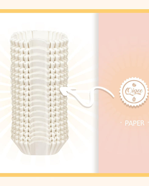 qiqee 500pcs White Square Cupcake Liners, No Smell Food Grade Baking Cups (Standard Size)